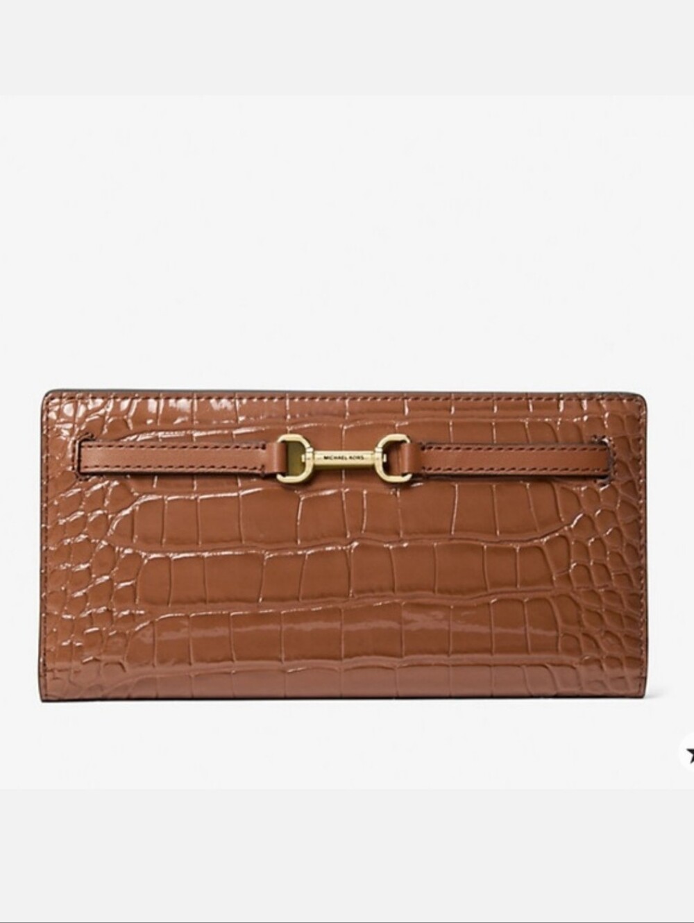 Michael Kors Carson Tan Croc-Embossed Leather Continental Wallet NWOT